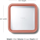 Caraway Glass Food Storage, 10 Cup Glass Container - Ceramic Coated Food Container - Non Stick Lunch Box Container with Glass Lids. Dishwasher, Oven, & Microwave Safe - Square Shape - Perracotta by TinyTreasures Baby Boutique