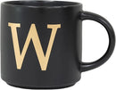 COLLECTIVE HOME - Monogram Ceramic Mugs, 15 oz Golden Initial Black Coffee Cups, Elegant Alphabet Tea Mugs, Elegant Personalized Mug with Gift Box, Unique Mug with Double Side Capital Lette (W) by CozyNest Decor