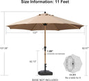 PURPLE LEAF 11 Feet Patio Umbrella Outdoor Table Umbrella Round Aluminum Market Umbrella with 8 Sturdy Ribs & Crank Commercial Outdoor Umbrellas for Garden Deck Patio, Taupe by GreenHaven Gardens