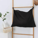 Hanging Linen Laundry Bag, 100% Pure Flax Linen Over The Door Hamper with Bottom Zipper for Laundry Room, Household Dirty Cloth Storage Organizer Bag, Black by CozyNest Decor
