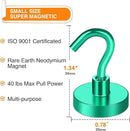 MIKEDE Magnetic Hooks, 40Lbs+ Heavy Duty Magnet Hooks for Cruise Cabins, Super Neodymium Hanging Hooks Strong Magnets with Hook for Fridge, Magnetic Hanger for Grill, Toolbox, Storage(Green, 10 Pack) by CozyNest Decor