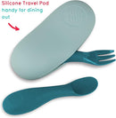 Baby Cutlery with Case, Baby Spoon & Fork Set, Baby Cutlery for Babies, First self Feeding Cutlery, Silicone Baby Spoon & Fork, 6 Months Plus, (Blue) by TinyTreasures Baby Boutique