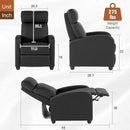 BestMassage | Recliner Chair | No Massage Function | Leather Black | with Lumbar Support, Adjustable Push Back, Wide Armrests, Footrest & Padded Seat | Easy Assembly | for Living Room, Home Theatre by CozyNest Decor