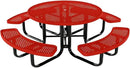 Coated Outdoor Furniture Heavy-Duty Portable Outdoor Kids Table with Umbrella Hole, Punched Steel Kids Picnic Table, Commercial-Grade, Made in America (46 In, Round, Childrens, Red) by GreenHaven Gardens