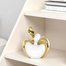 XMGZQ White and Gold Ceramic Couple Figurines Home Decor,Wedding Engagement Romantic Gift for Husband Wife,Large Male and Female Love Statue Valentine's Day Birthday,Abstract Hugging Couple by CozyNest Decor
