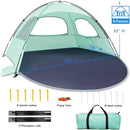 WhiteFang Beach Tent Anti-UV Portable Sun Shade Shelter for 3/4/6/8 Person, Extendable Floor with 3 Ventilating Mesh Windows Plus Carrying Bag, Stakes and Guy Lines by TinyTreasures Baby Boutique