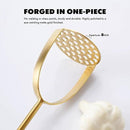 Gold Kitchen Utensils Set, 12 PCS Brass Matte Serving Utensils, 18/10 Stainless Steel All Metal Cooking Tools - Potato Masher, Tongs, Meat Fork, Spatula, Turner, Ladle, Skimmer, Spaghetti Spoon Set by CozyNest Decor