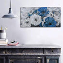 Mofutinpo Large Flower Painting Wall Art, 24x48, Modern Home Decor, Living Room Wall Decorations, White Blue Flower Prints Artwork, Waterproof UV Resistant Canvas, Wall Art for Bedroom by CozyNest Decor