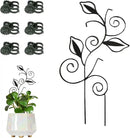Decorative Metal Plant Trellis for Indoor Potted Plants – Leaf Shape Vine Support Stakes with 6 Plant Clips, Black/Green/Gold Garden Trellises for Climbing Plants, Vines (Black 1pc) by GreenHaven Gardens