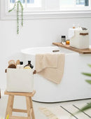 StorageWorks Narrow Storage Bins, Small Basket for Closet and Shelves, Rectangular Fabric Organizer with Handles, Toilet Paper Storage, Beige, 2-Pack by CozyNest Decor