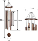 36 Inch Wind Chimes for Outside Deep Tone Sound Like Church Bell Memorial Christmas Copper Vein Thickness of Tube is 2.1mm Taiwan Made by CozyNest Decor