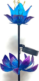 Solar Wind Spinner Outdoor, 63 Inch Metal Wind Spinner Yard Art with LED Lights, Three-Layer Flower Design Pinwheels for Yard and Garden Decor, Solar Garden Decor by CozyNest Decor