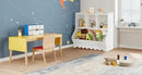 Wood Kid Storage Cubby, Toy Storage Organizer with Bookshelf, 32"L x 15"D x 31"H Montessori Toy Shelf, Nursery Book Shelves, Wooden 4-Cubby Children Book Shelf for Playroom Classroom, White by CozyNest Decor