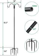 FEED GARDEN Adjustable Double Shepherds Hook for Outdoor with 5 Prong Base 76 Inch Heavy Duty Two Sided Bird Feeder Pole for Hanging Plant Baskets, Solar Light Lanterns, Wind Chimes 2 Pack by GreenHaven Gardens