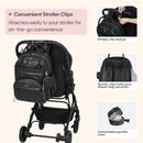 BabbleRoo Leather Diaper Bag Backpack - Baby Essentials Travel Baby Bag, Multi function, with Changing Pad, Stroller Straps & Pacifier Case – Unisex, Black by TinyTreasures Baby Boutique
