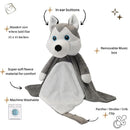 Love By Emi Baby Music Lovey Grey & White Husky, Baby Sleep Soother for Crib & Cuddle Bedtime, White Noise with Heartbeat & Lullaby, Plush Sound Toy, Stuffed Animal for Newborns, Infants & Toddlers by TinyTreasures Baby Boutique