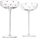 Polka Dot Champagne Coupe Glasses Set Of 2 12 Oz By Polka Dot Rainbow Colored Glasse by The Wine Savant