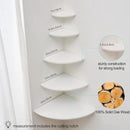 Corner Shelf, White Solid Oak Wood Floating Corner Shelves Wall Mount Round End Floating Speaker Rack Display Shelf for Small Plant Photo Frame (White, 12in) by CozyNest Decor