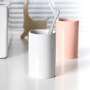 White Ceramic Toothbrush Holder, Tumbler Cups Reusable Toothbrush Mouthwash Cup,Makeup Brush Holder, Bathroom Counter Organizer(300ml) by CozyNest Decor