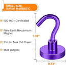 MIKEDE Magnetic Hooks Heavy Duty, 28Lbs Neodymium Magnets with Hooks for Refrigerator, 10Pcs Strong Cruise Hooks for Hanging, Magnetic Hanger for Grill, Toolbox, Storage - Purple by CozyNest Decor