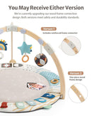 Blissful Diary Baby Play Gym & Activity Mat, 5 Developmental Zones Wooden Tummy Time Mat with 5 Detachable Sensory Toys for Motor Skills & Sensory Development, Baby Essentials Shower Gift by TinyTreasures Baby Boutique