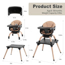 Baby High Chair, 7 in 1 Convertible High Chairs for Babies and Toddlers, Kids Learning Table, Building Block Table, Toddler Dining Chair with 360° Rotating Seat, 5-Point Safety Harness (Black) by TinyTreasures Baby Boutique