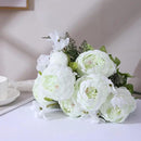 Duovlo Springs Flowers Artificial Silk Peony Bouquets Wedding Home Decoration,Pack of 1 (Spring White) by CozyNest Decor