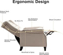 EBELLO Pushback Recliner Chair, Fabric Armchair Push Back Recliner with Rivet Decoration, Mid Century Wingback Accent Chair for Living Room, Bedroom, Beige by CozyNest Decor