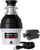 3/4 HP Batch Feed Garbage Disposal, TECASA Stainless Steel Food Waste Grinding System for Kitchen Sink Food Waste, Power Cord Included, Sound Reduction, Grey and Black - HyperCrush 75 BF by CozyNest Decor