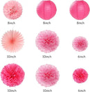 Hot Pink Birthday Party-Decorations Paper-Flowers - 14pcs Happy Banner Girl Lanterns Tissue Pom Poms,Women Streamers Garland Fans,21st 18th Princess Baby Sweet 16 Pretty Hanging Supplies Decor Hugfond by CozyNest Decor