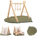 Wossen® Wooden Baby Play Gym Set and PlayTent Cover, Naturel Baby Gym, Reliable Toys, Ergonomic and Multipurpose Use, Mat and Play Tent Cover, Newborn Gift for Baby Girl and Boy by TinyTreasures Baby Boutique