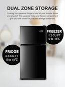 3.5 Cu.Ft Refrigerator 2 Door 7 Level Adjustable Thermostat Control Top-Freezer Refrigerator Lock Fresh Energy Saving Black (KB03-FLS-80-BLACK) by CozyNest Decor
