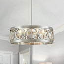 XINGQI 6-Light Modern Farmhouse Chandelier Brushed Nickel, 21.7'' Drum Ceiling Light Fixture for Living Dining Room Over Table with Round Metal Shade Pendant Lighting by CozyNest Decor