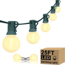 25Ft Outdoor Christmas Lights, Dimmable G40 LED Patio String Lights with 27 Frosted White Globe Bulbs, Green Wire Outdoor Christmas Decorations Lights Waterproof for Wedding Party Porch Backyard by TinyTreasures Baby Boutique