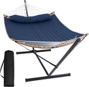 SUNCREAT Portable Outdoor Hammock with Stand, Heavy Duty Hammock with Carrying Bag, Soft Pillow, Balance Ropes, Dark Blue by GreenHaven Gardens