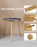 AOJEZOR Side Table: End Table for Indoor Use - Round Side Tables for Small Spaces - Grey Top 3 Legged Gold by CozyNest Decor