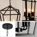 4-Light Lantern Pendant Light,Modern Industrial Black Cage Farmhouse Chandelier for Kitchen Island,12'' Rustic Metal Hanging Lighting Fixture for Dining Room Bedroom Foyer Entry Porch by CozyNest Decor