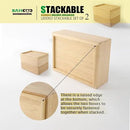 Stackable Bamboo Drawer Organizer Set – 2 Boxes with 1 Lid | Wood-Laminated Trays for Kitchen Utensils, Silverware & Flatware – Storage Fits Cabinets, Pantry, Bathroom & Office | 10.2"x7.3" (2-Pack) by CozyNest Decor