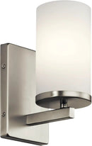 Kichler Crosby 9.25" Wall Sconce in Brushed Nickel, 1-Light Contemporary Hallway or Bathroom Light with Satin Etched Cased Opal Glass, (9.25" H x 4.5" W), 45495NI by CozyNest Decor