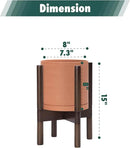 D'vine Dev Terracotta Planter with Walnut Color Stand - 8 Inch Modern Round Flower Pot with Wood Planter Holder, Terracotta, 55-B-Y-5 by CozyNest Decor