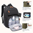 BabbleRoo Diaper Bag Backpack, Travel Backpack with Changing Pad, Pacifier Case & Stroller Straps, Multifunction, Waterproof, Unisex – Black by TinyTreasures Baby Boutique