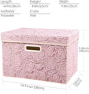 PRANDOM Collapsible Storage Boxes with Lids Fabric Decorative Storage Bins Cubes Organizer Containers Baskets with Cover Handles Divider for Bedroom Closet Living Room 14.9x9.8x9.8 Inch 1 Pack by TinyTreasures Baby Boutique