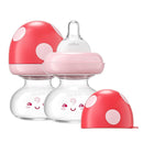 YOHKOH Newborn Glass Baby Bottles with Slow Flow Nipple for 0+ Months, Wide Neck Feeding Bottle, 2.7oz/80ml (Red, 2.7oz (Pack of 2)) by TinyTreasures Baby Boutique