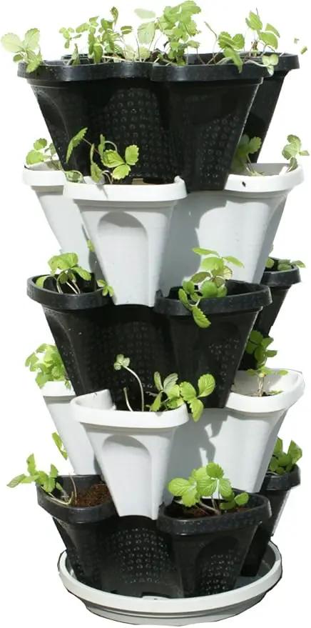 Mr. Stacky Multiple Color (Black + White) 5 Layer 13inch Vertical Planter, photo 3 of 6