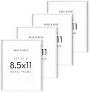HAUS AND HUES 8.5x11 White Metal Picture Frames - Features Premium Aluminum, Shatterproof Plexiglass - Perfect for Diplomas, Documents, Certificates (8.5x11 in, White, Set of 4) by CozyNest Decor