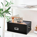 Briful Decorative Storage Boxes with Lids Set of 2 – 14'' + 13'' Set Rectangular Nesting Boxes – Cardboard Organizer with Lift-Top Lid – Black Wood for Home & Office by CozyNest Decor
