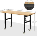 60" Adjustable Workbench,Heavy-Duty Work Table,3000 LBS Load Capacity Hardwood Workstation Outlets with Power Strips and Wheels,for Workshop, Garage by GreenHaven Gardens