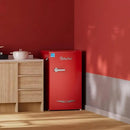 Upstreman 3.2 Cu.Ft Retro Mini Fridge with Bottle Opener, Energy Saving, Adjustable Thermostat, Metal Handle, LED Lamp, Mini Refrigerator for Bedroom, Office, Dorm-BR321 PRO (Red) by CozyNest Decor