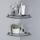 KES Bathroom Glass Corner Shelf Tempered Glass Shelf with Rail Wall Mount Corner Shelf SUS 304 Stainless Steel Matte Black 2 Pack, BGS2101A-BK-P2 by CozyNest Decor