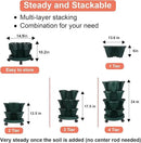 Vertical Planter 4 Tier Stackable Planters Garden Planters Strawberry Herb Flower and Vegetable Planter Indoor Outdoor Gardening Pots with Removable Wheels and Tools by CozyNest Decor
